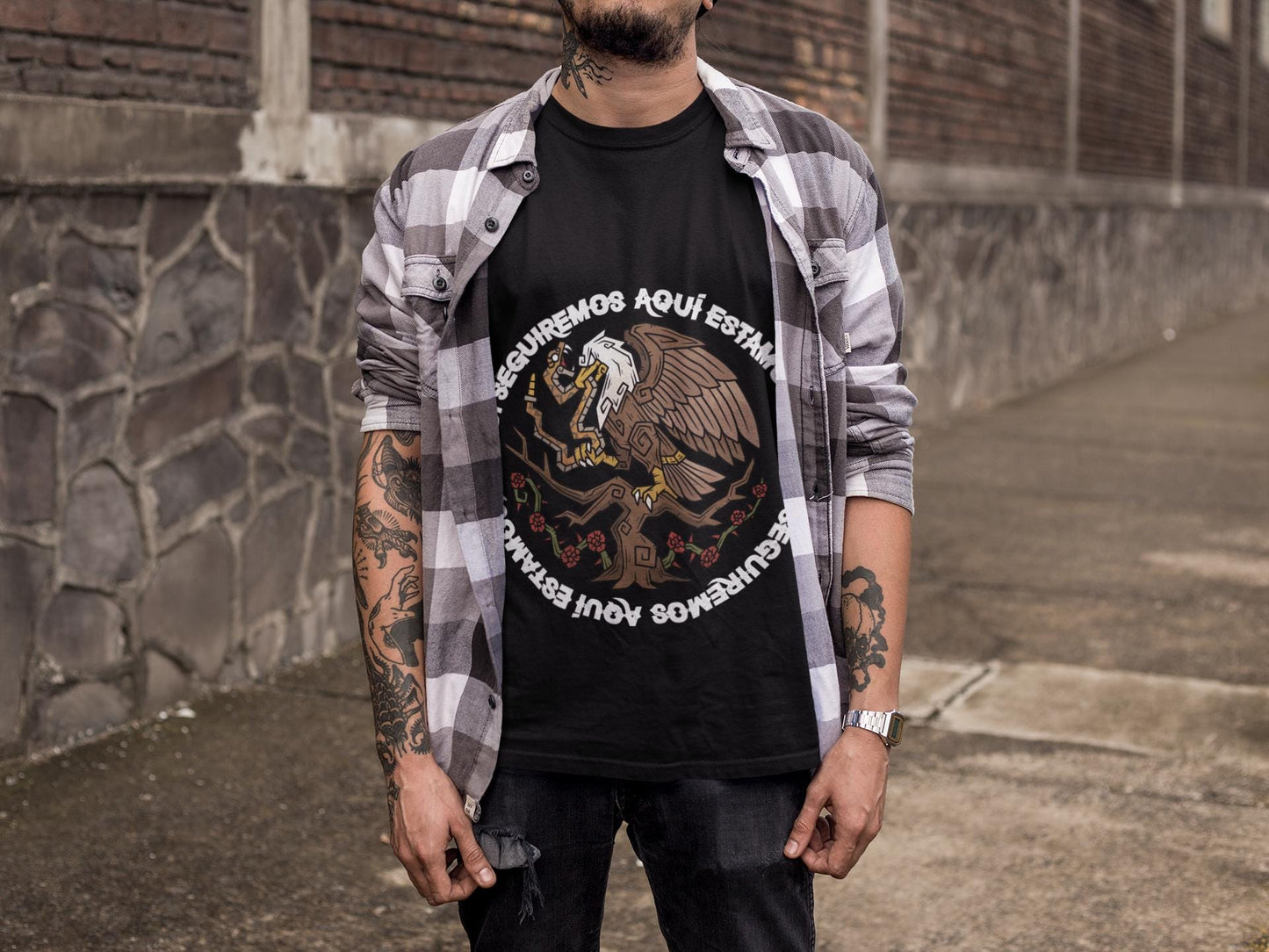 Aqui Estamos Protest Shirt: Mexican American Heritage, Unisex Resistance Top