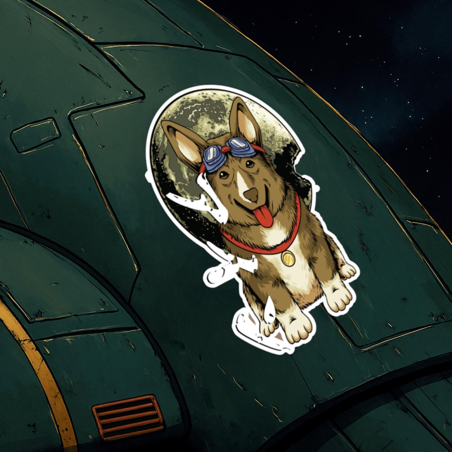 Cowboy Bebop Ein Sticker, Anime Space Dog Decal for Laptop Water Bottle, Otaku Japanese Anime Merch, Retro Cartoon Space Cowboy Dog