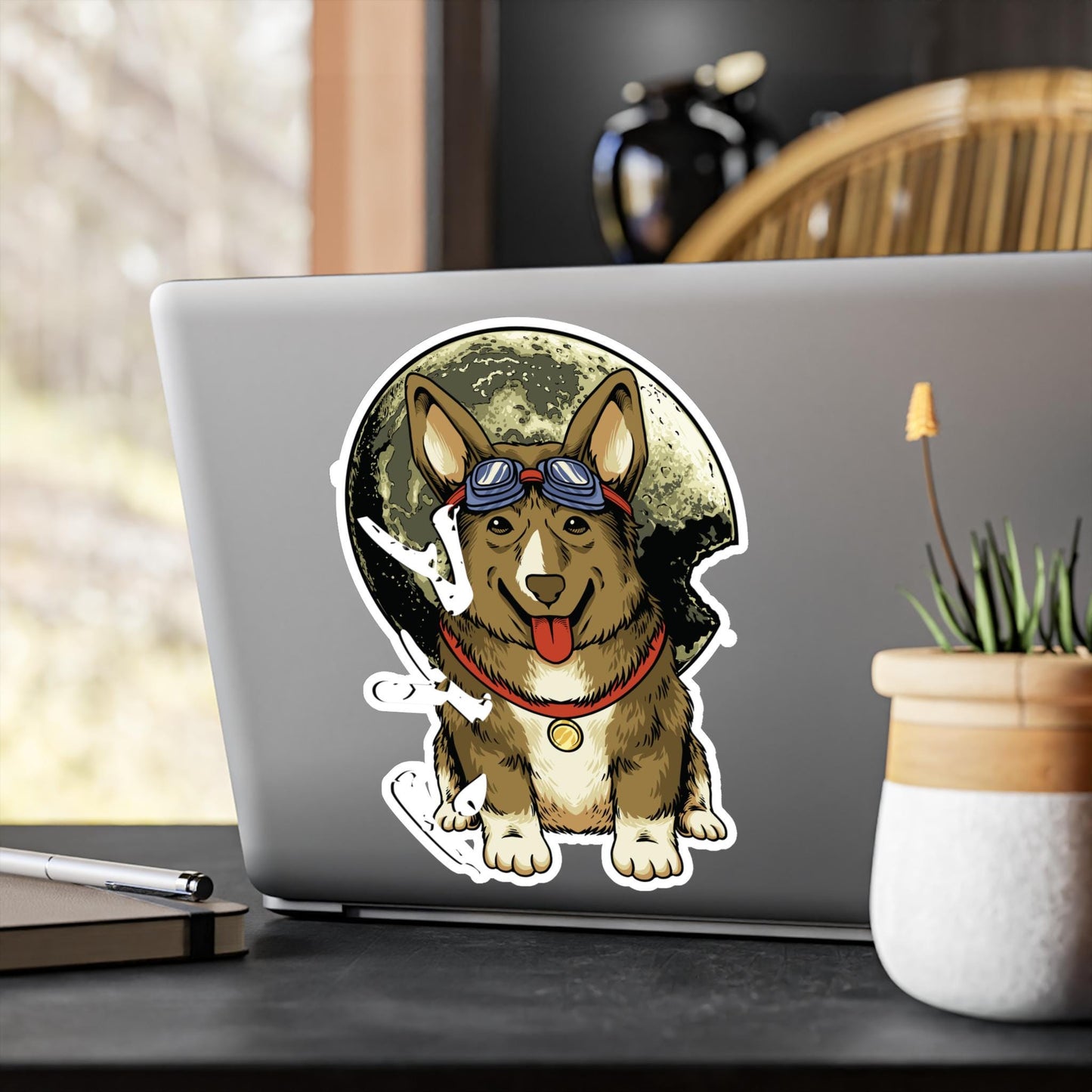 Cowboy Bebop Ein Sticker, Anime Space Dog Decal for Laptop Water Bottle, Otaku Japanese Anime Merch, Retro Cartoon Space Cowboy Dog