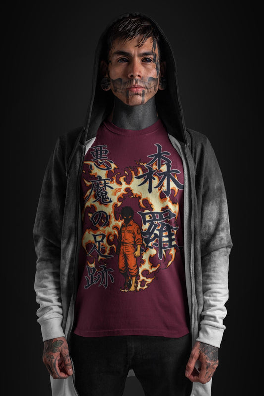 Fire Force Shinra T-Shirt, Anime Graphic Tee for Fans of Fire Series & Japanese Kanji, Unisex Casual Streetwear, Fire Graphic Shirt