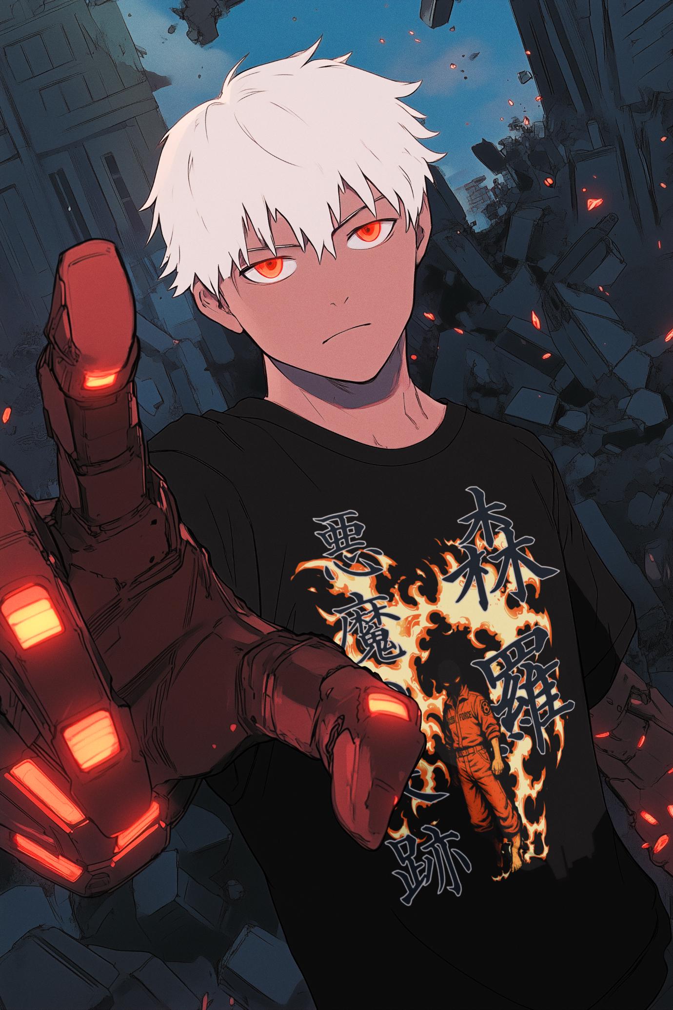 Fire Force Shinra T-Shirt, Anime Graphic Tee for Fans of Fire Series & Japanese Kanji, Unisex Casual Streetwear, Fire Graphic Shirt