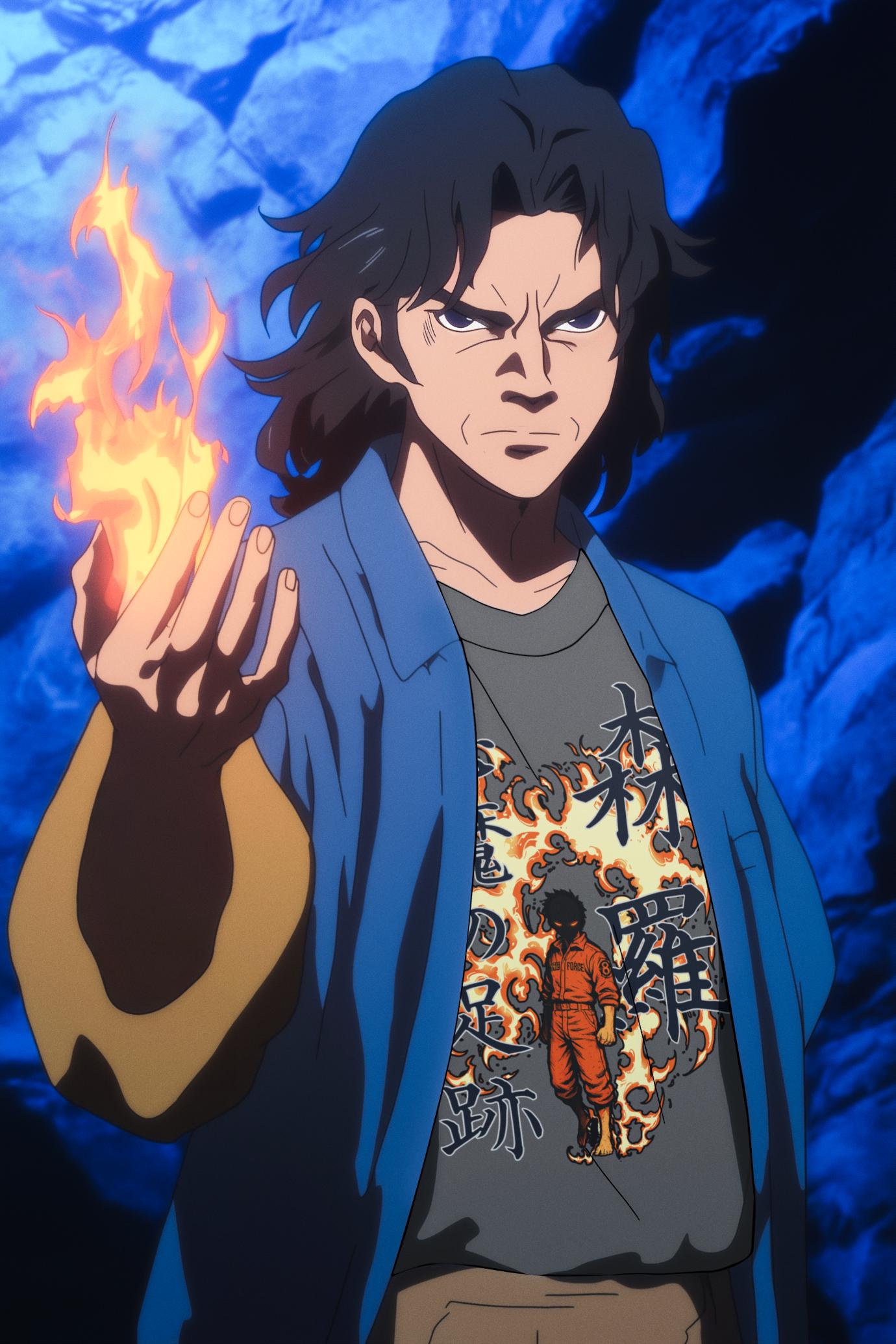 Fire Force Shinra T-Shirt, Anime Graphic Tee for Fans of Fire Series & Japanese Kanji, Unisex Casual Streetwear, Fire Graphic Shirt