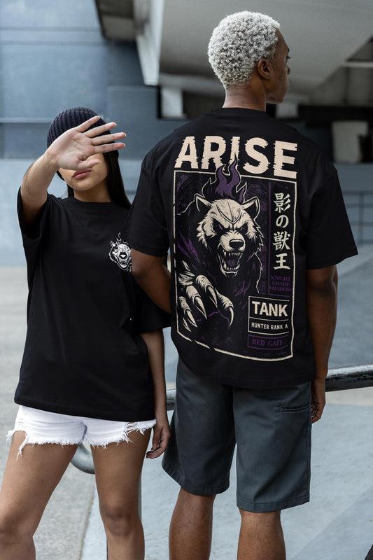 Shadow Bear Graphic Tee: Solo Leveling Anime Fan Shirt