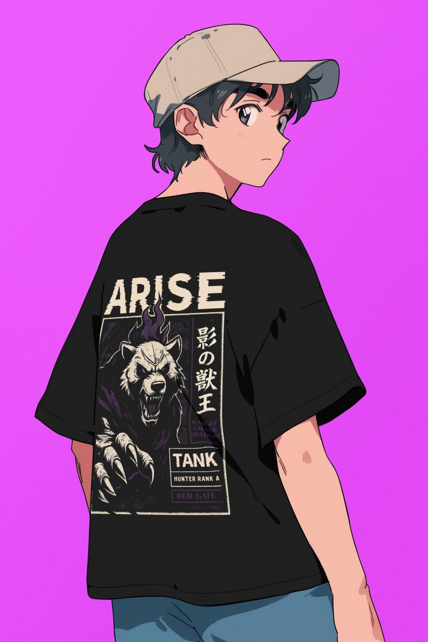 Shadow Bear Graphic Tee: Solo Leveling Anime Fan Shirt