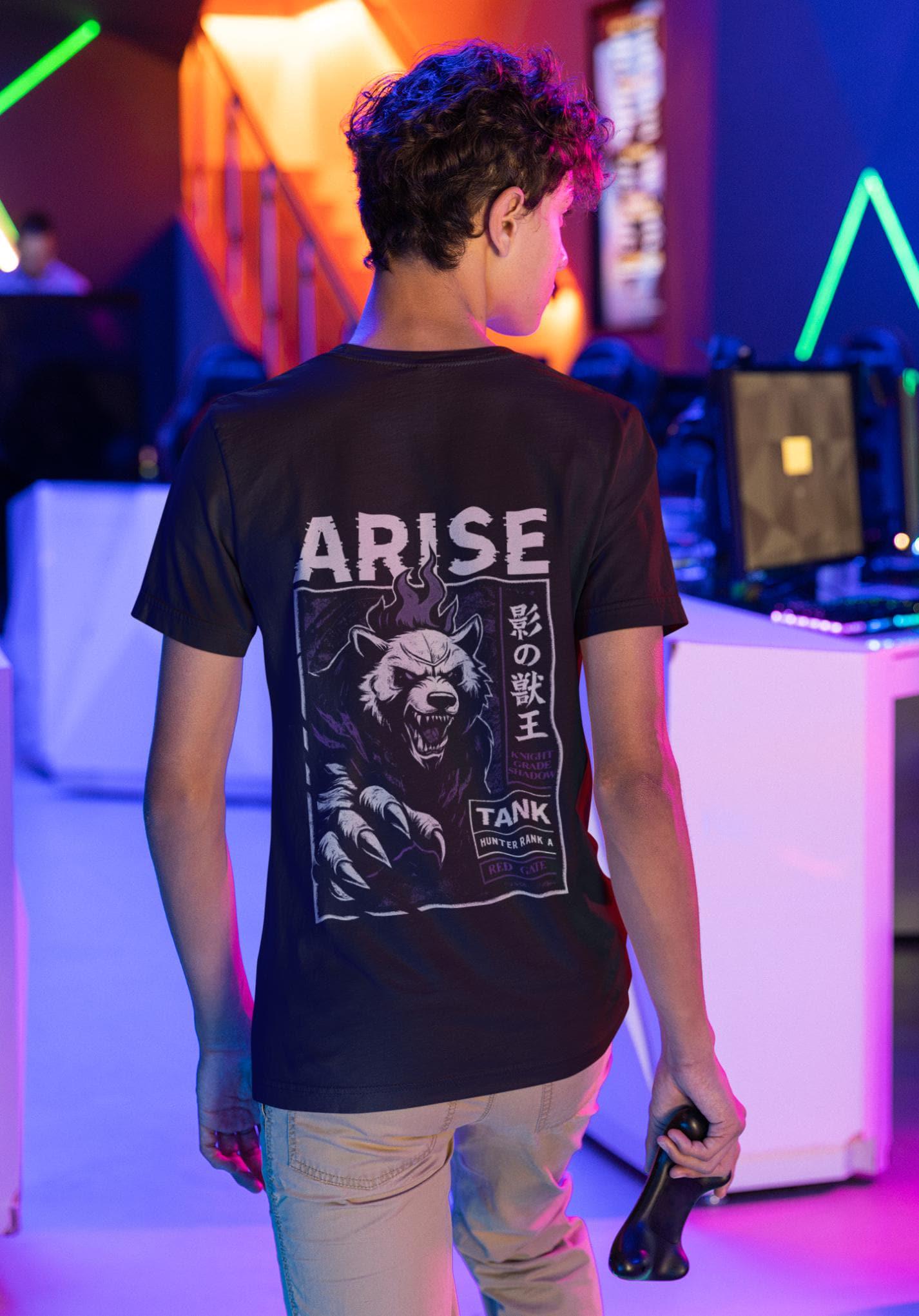 Shadow Bear Graphic Tee: Solo Leveling Anime Fan Shirt