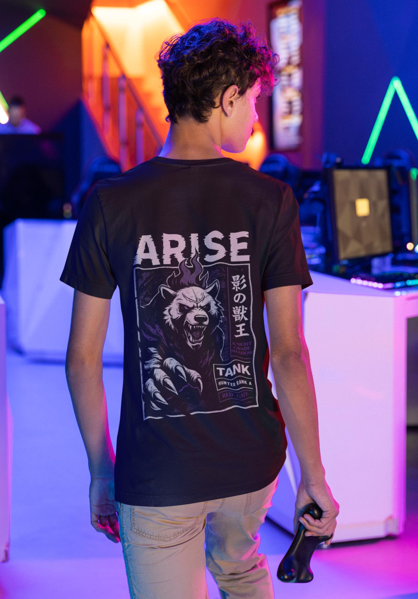 Shadow Bear Graphic Tee: Solo Leveling Anime Fan Shirt