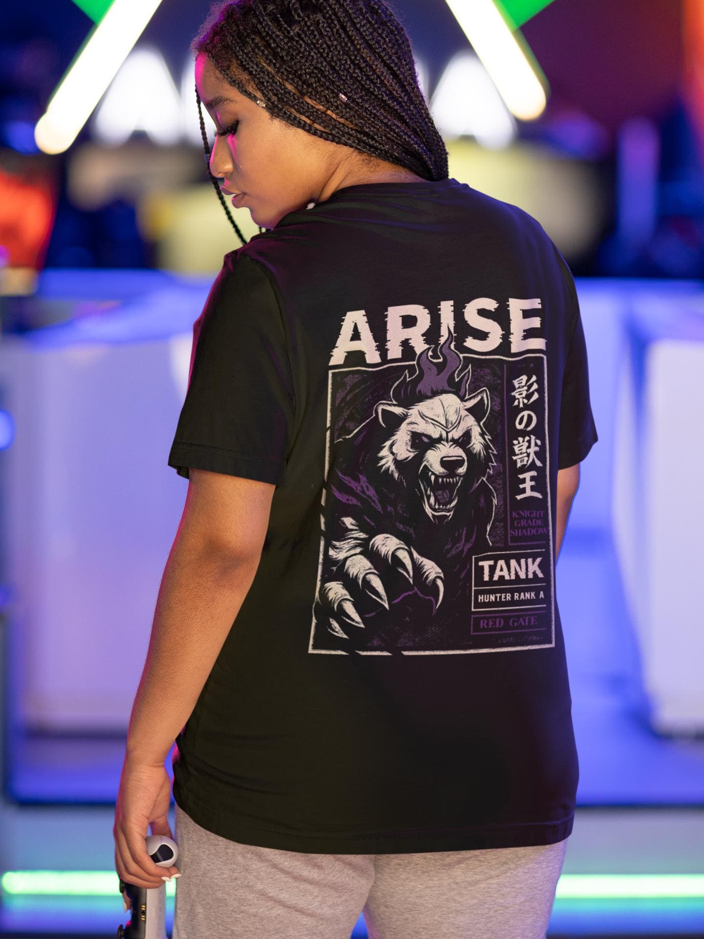 Shadow Bear Graphic Tee: Solo Leveling Anime Fan Shirt